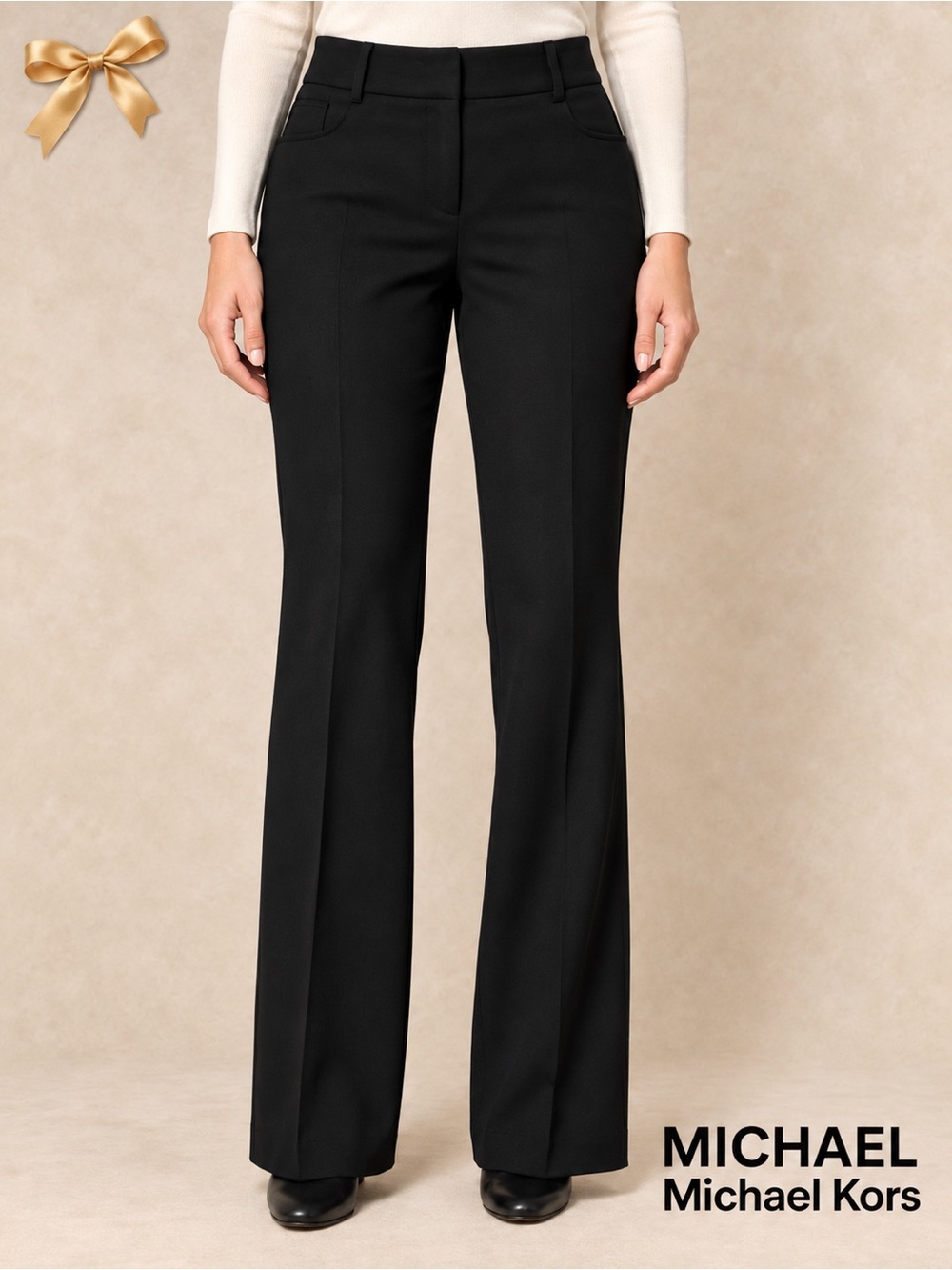 MICHAEL Michael Kors Gramercy Black Creased Dress Pants 8 Regular